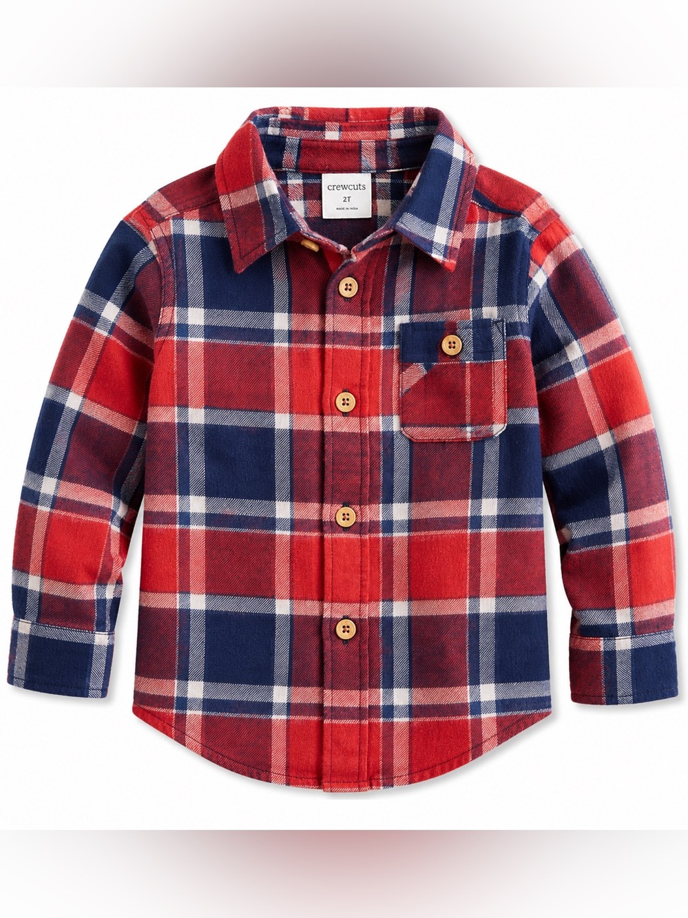 J. Crew Kids Plaid Button Down Shirt - Red, Blue, and White